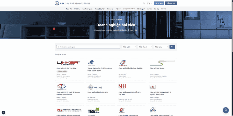 Lọc danh bạ doanh nghiệp hội viên HIEA theo từ khoá logistics